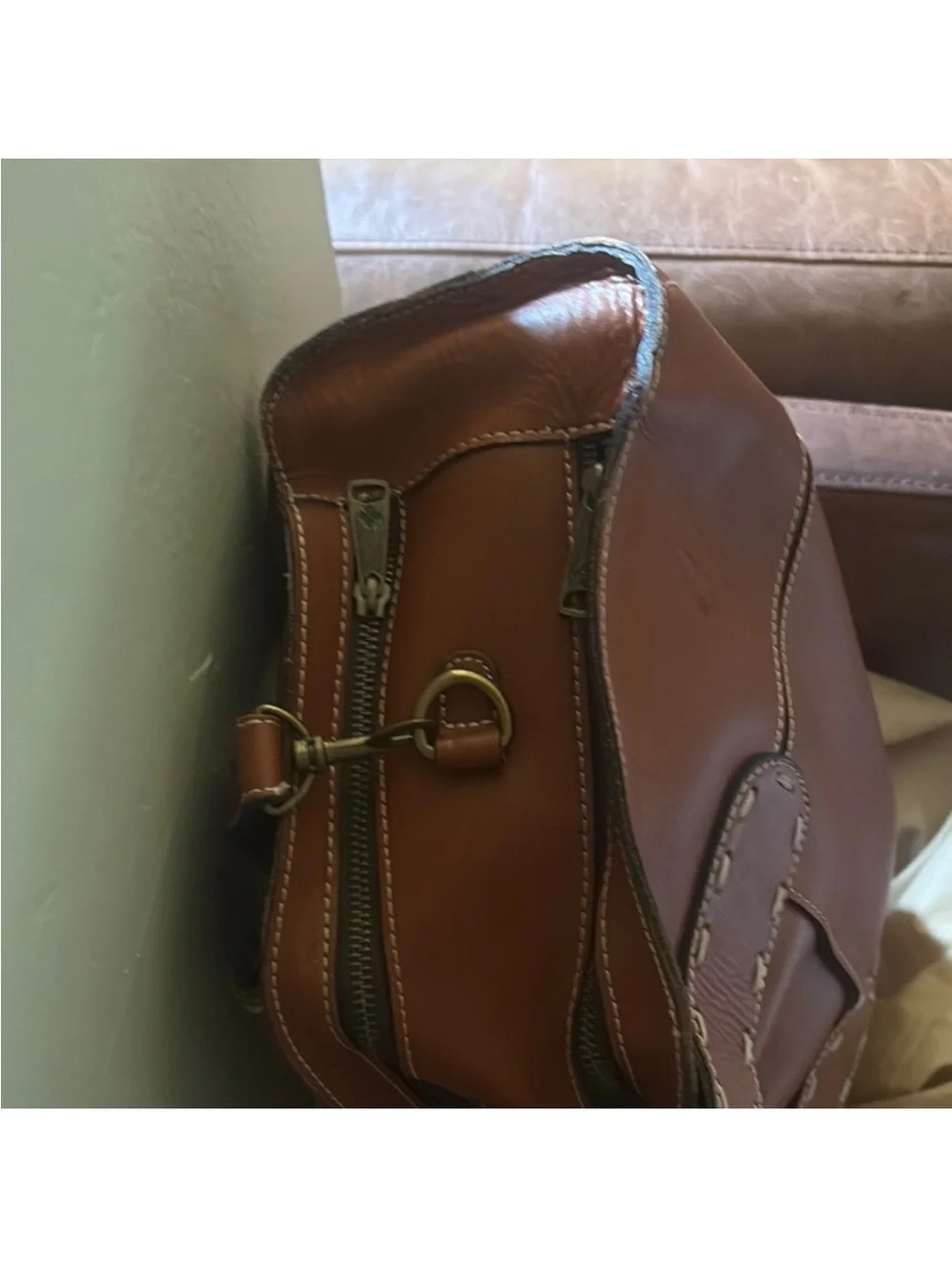 Patricia Nash rich brown Leather Tassel Satchel -